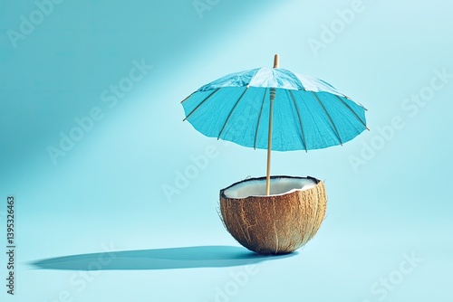 Wallpaper Mural Coconut shell with umbrella Torontodigital.ca