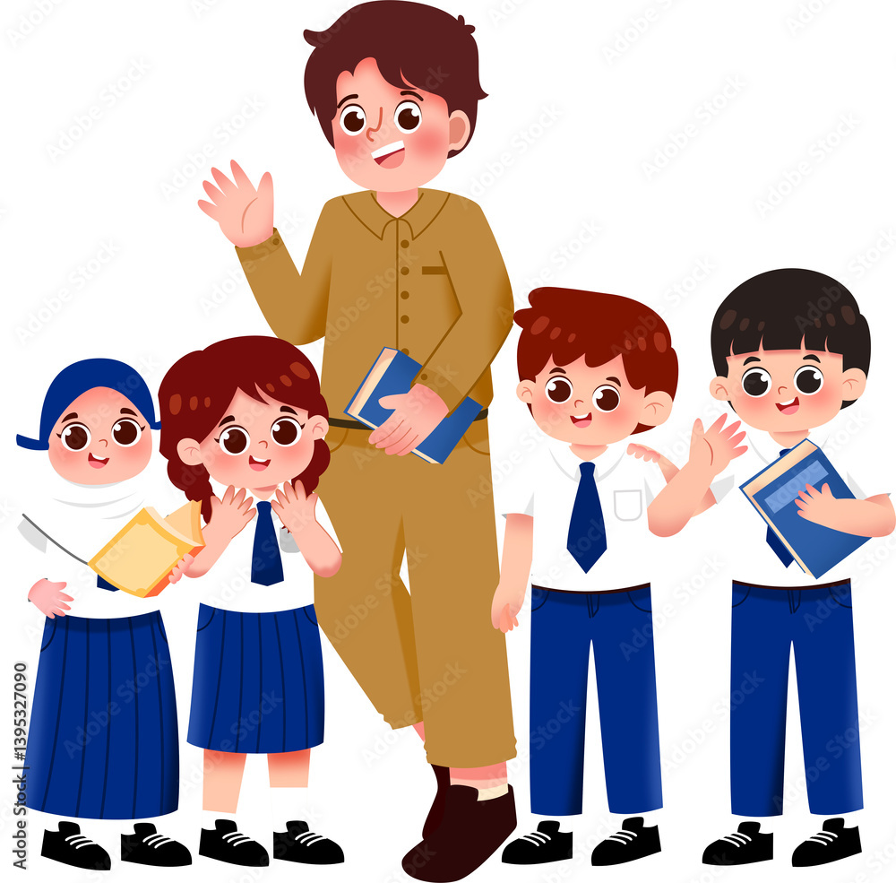 Joyful Children in Traditional Islamic Ihram Garments, Saluting Joyful Children in Traditional Islamic Ihram Garments, Saluting