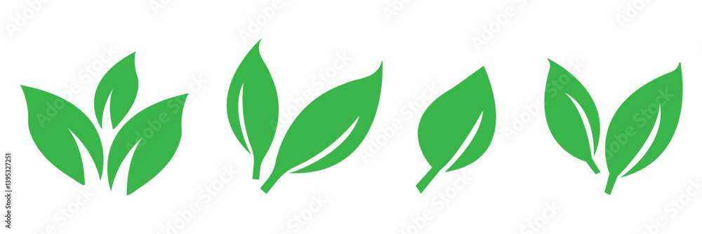 Naklejka premium set of green leaf icon. Fill Leaves icon set. this element for ui , ux, web design eps 10.