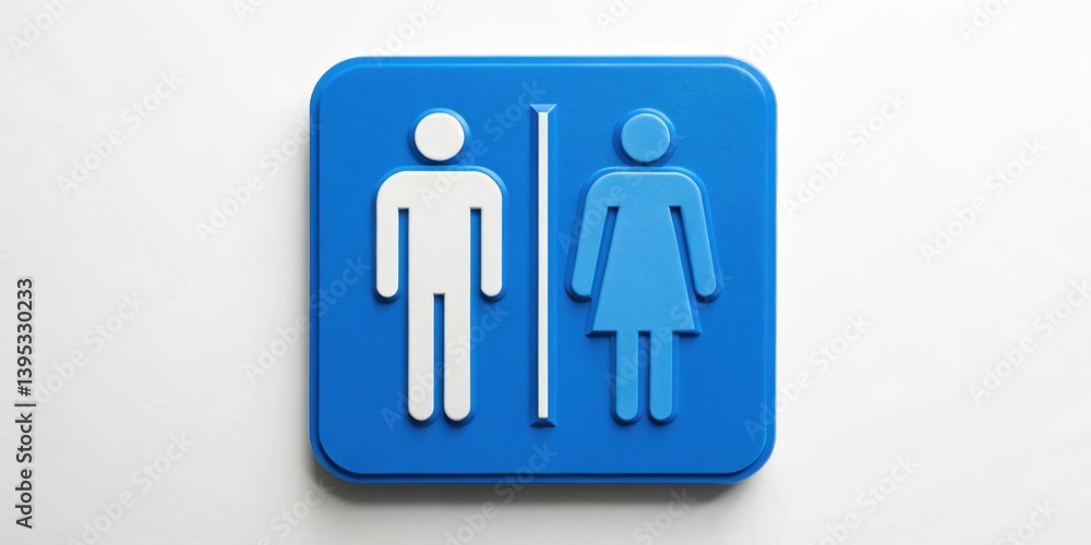 Blue restroom sign indicating male and female facilities. Blue restroom sign indicating male and female facilities.