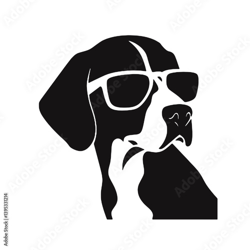 Beagle dog with Glasses vector black silhouette print design