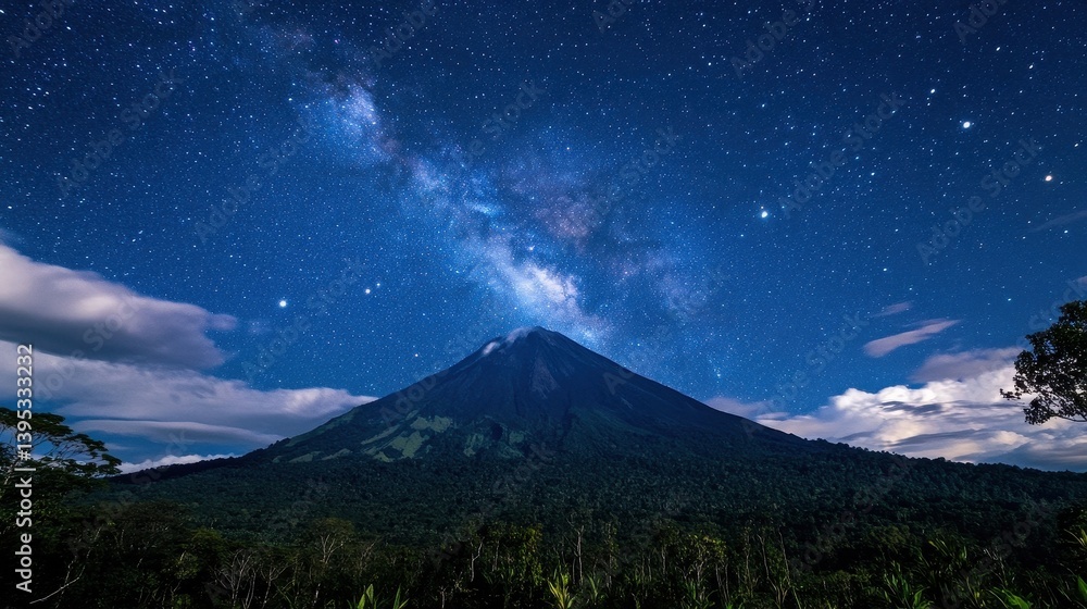 Fototapeta premium majestic mountain under a starry night sky