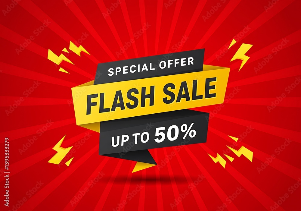 Eye-catching Flash Sale Banner with Up to 50% Off