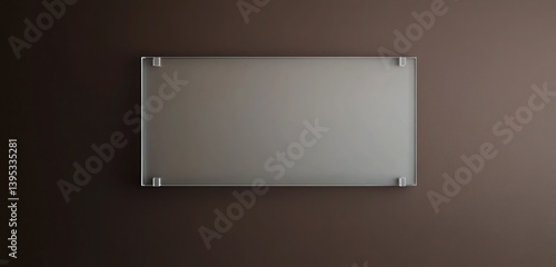 Obraz na płótnie A frameless glass rectangle with frosted edges, floating in the center of a chocolate-brown wall, creating a refined modern look. w salonie