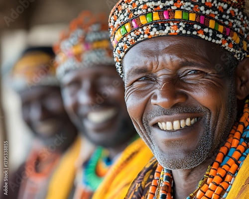 African Men Smile in Tradition