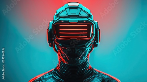 Fashion editorial concept. Futuristic transparent outfit model in a cyberpunk inspired scene