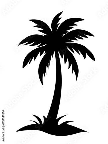 palm trees silhouettes. Hand drawn isolated illustrations.