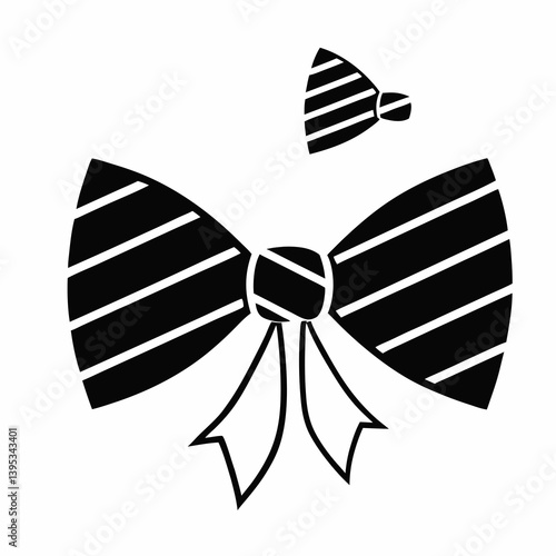 Striped Bow Tie Vector Illustration Festive Neckwear Accessories Decorative Clip Art Design