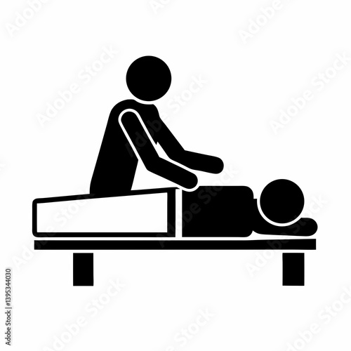 Physiotherapy Massage On Table Treatment And Relaxation Concept Depicted In Simple Vector Icon
