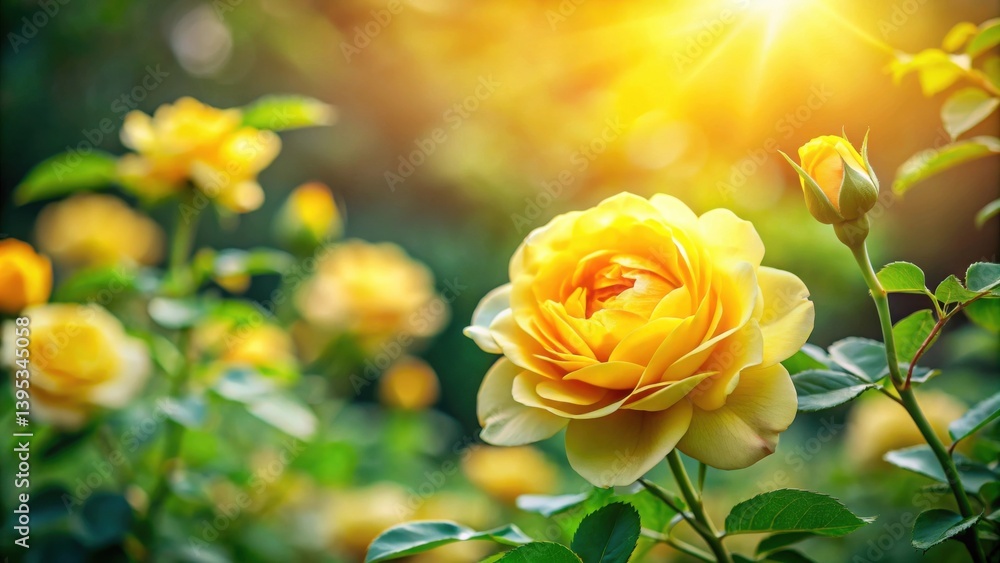 Golden Hour Blooms A Vibrant Yellow Rose in Full Sunlight Golden Hour Blooms A Vibrant Yellow Rose in Full Sunlight