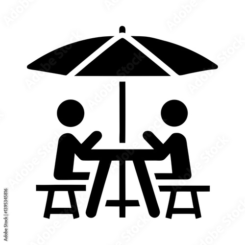 People Dining Outdoors Vector Graphic Under An Umbrella For Summer Vacation
