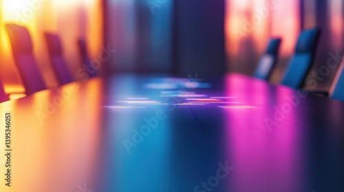 Creative brainstorming session at a whimsical boardroom table modern office visual concept futuristic environment abstract viewpoint