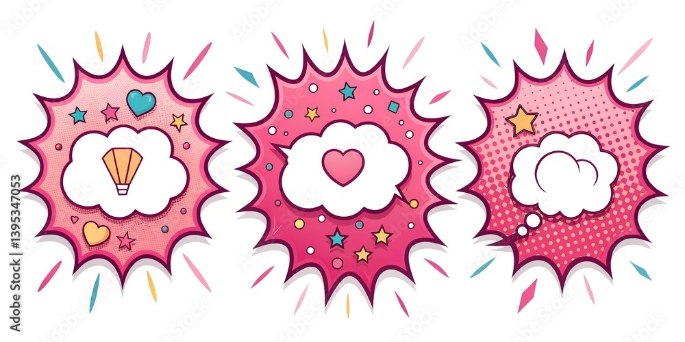 Quirky hot pink callout icons with fun designs for creative projects and social media engagement callout, icons, hot, pink, graphic, design, social, media, creative, projects, Quirky hot pink callout icons with fun designs for creative projects and social media engagement callout, icons, hot, pink, graphic, design, social, media, creative, projects,