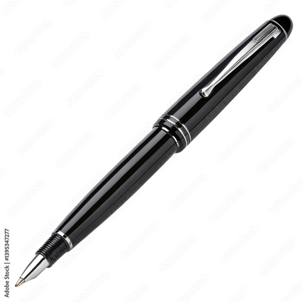 sleek black pen with shiny silver clip, perfect for writing and signing documents, exuding professionalism and elegance sleek black pen with shiny silver clip, perfect for writing and signing documents, exuding professionalism and elegance