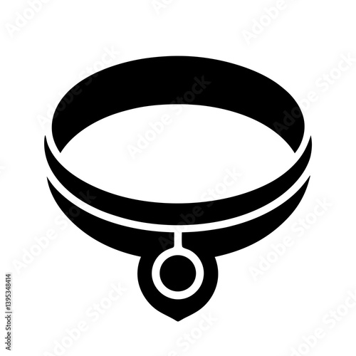 Minimalist Black Pet Collar Vector Graphic For Dog Or Cat Accessory Design