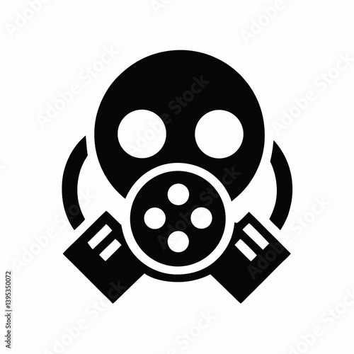Gas Mask Vector Icon Design Safety And Protection Symbol Black And White