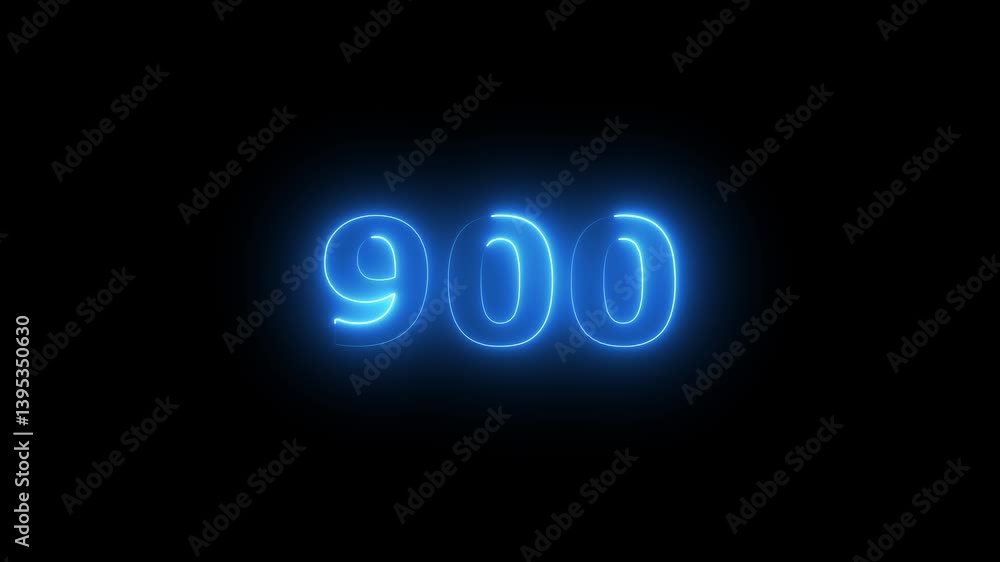 neon 900-number Glow text animation with shining effect on black background neon 900-number Glow text animation with shining effect on black background