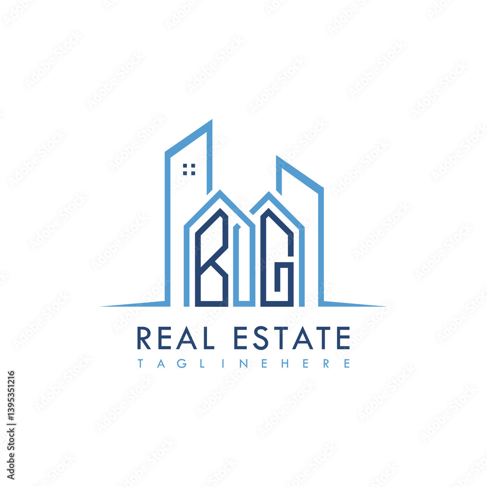Fototapeta premium initial monogram logo for real estate With building and home shape creative design. 