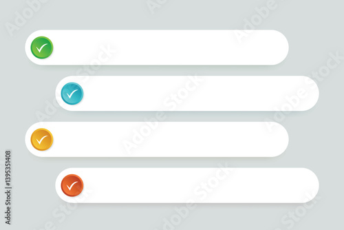 Modern Checklist UI Template with Colorful Circular Checkmarks on Light Background