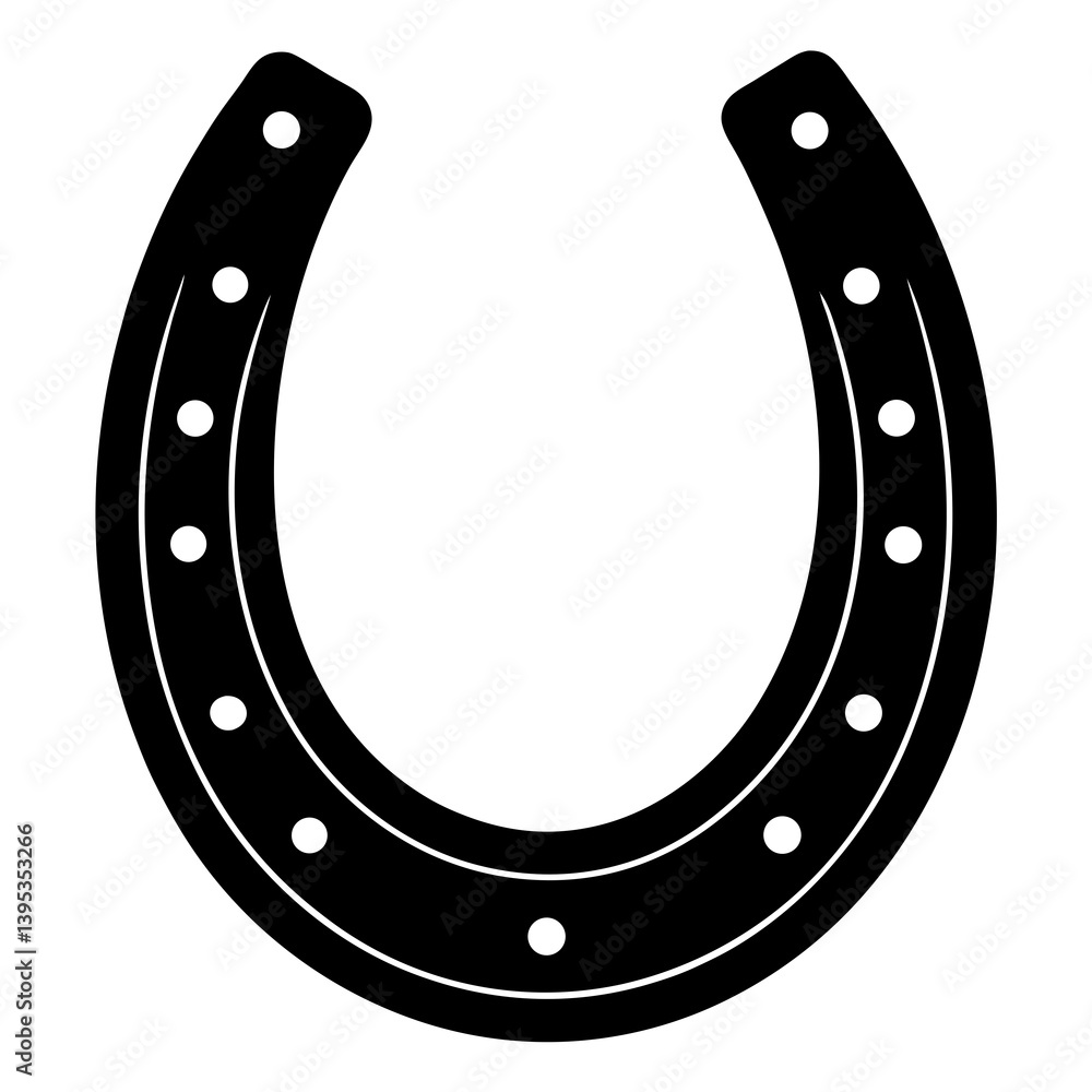 Minimalist Black and White Horseshoe Line Drawing for Coloring Book Minimalist Black and White Horseshoe Line Drawing for Coloring Book