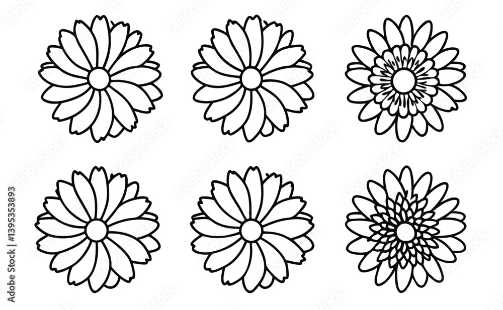 set of flowers set of flowers