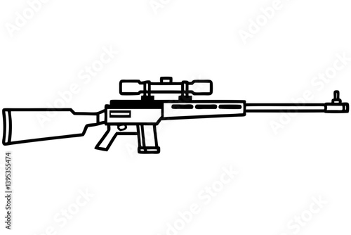 Detailed Tactical Sniper Rifle with Mounted Scope on Transparent Background for Military, Gaming & Weapon Design
