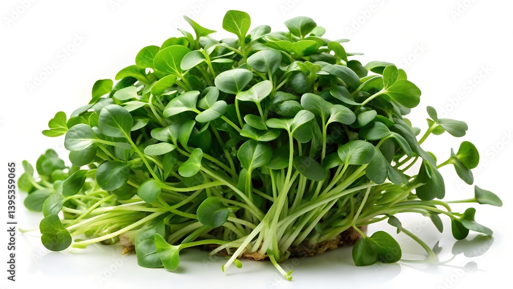 Fresh watercress with delicate green leaves and smooth texture
Fresh watercress with delicate green leaves and smooth texture