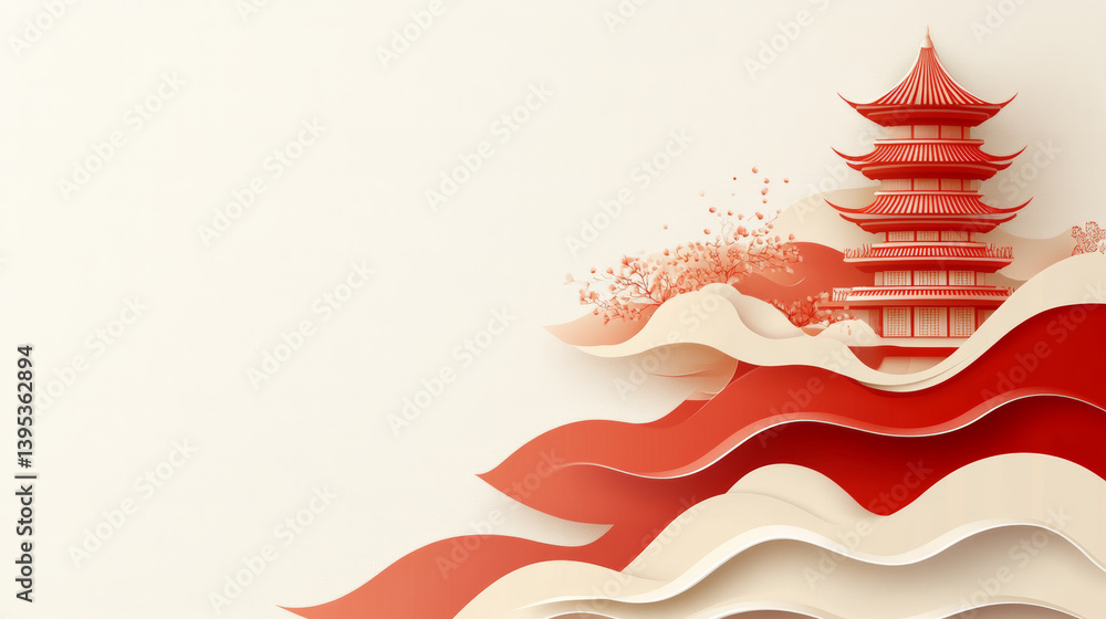 Obraz premium Traditional Chinese Architecture Background with Festival Theme