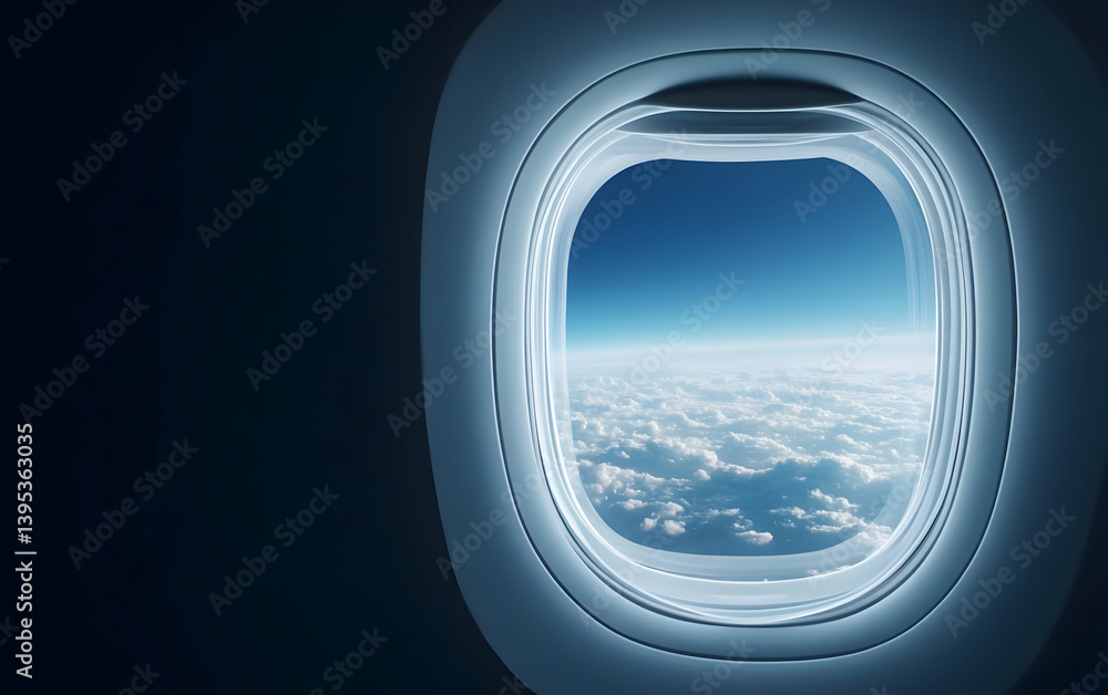 Aerial view from an airplane window showcasing a serene sky with fluffy clouds below. A perfect travel moment captured. Aerial view from an airplane window showcasing a serene sky with fluffy clouds below. A perfect travel moment captured.