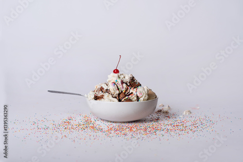 Ice cream sundae with cherry 