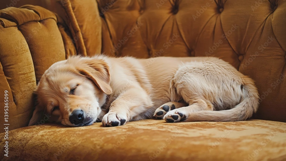 Obraz premium golden retriever puppy sleeping