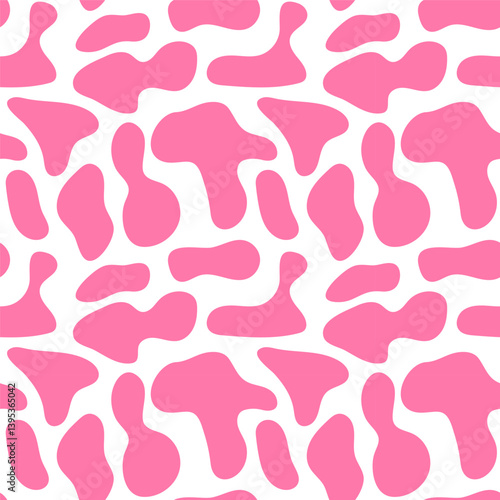 Abstract seamless pattern with pink blurred spots on isolated white background. Vector design for textile, packaging, cover
