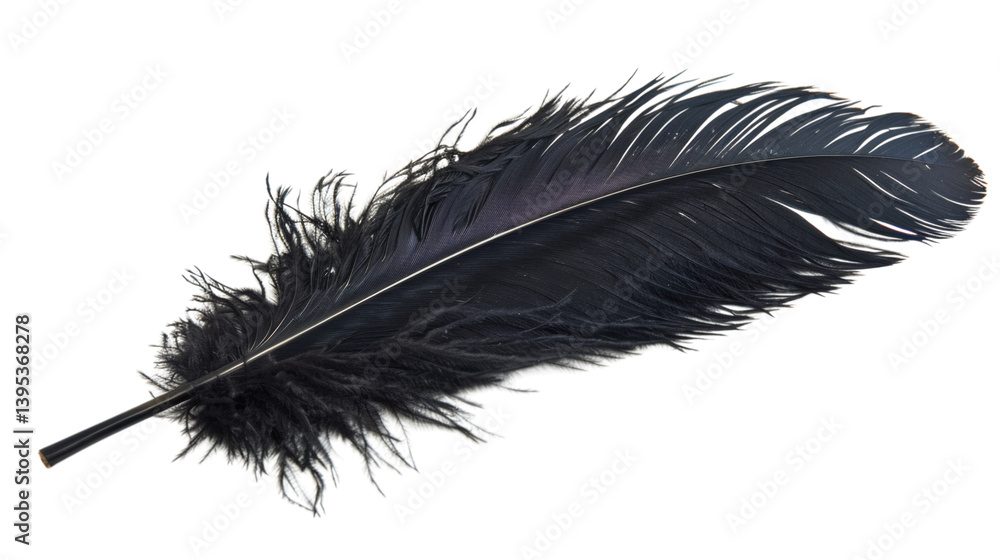 Obraz premium Black feather isolated on white