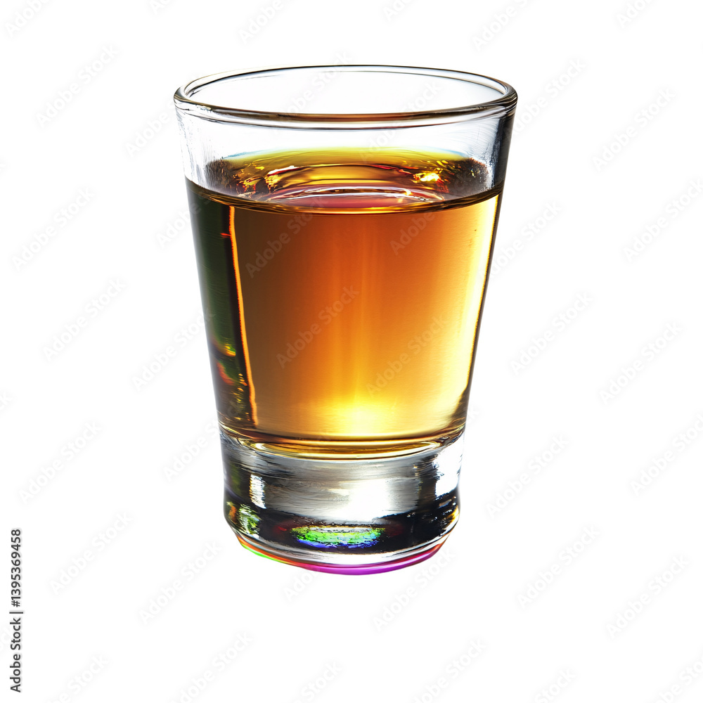 Closeup of golden brown liquor in a clear shot glass on a black background, showcasing the rich color and texture of the alcoholic beverage Concept of celebration and bar culture Closeup of golden brown liquor in a clear shot glass on a black background, showcasing the rich color and texture of the alcoholic beverage Concept of celebration and bar culture