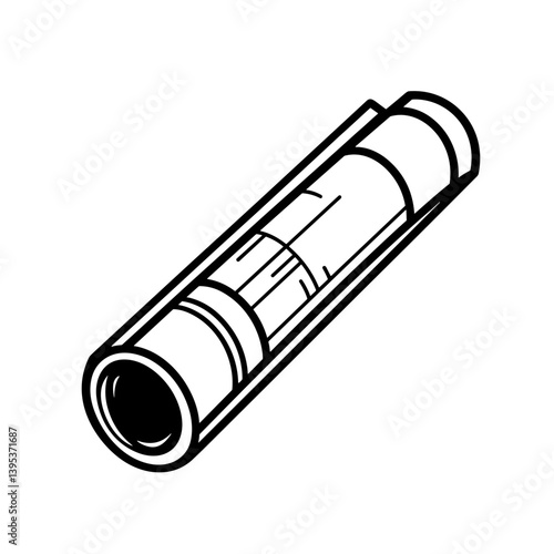 Blueprint tube holding rolled plans on a clean, minimalist background
