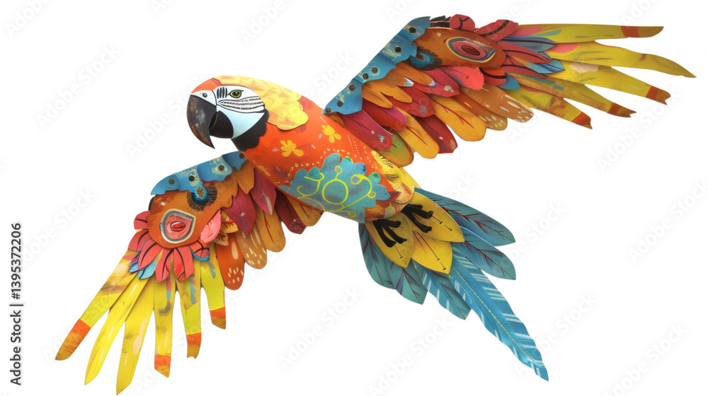 Fototapeta premium Colorful flying parrot isolated on white