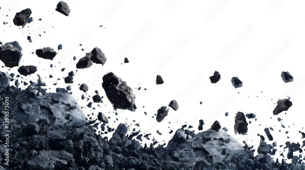 Dark meteor asteroid belt isolated on white Dark meteor asteroid belt isolated on white