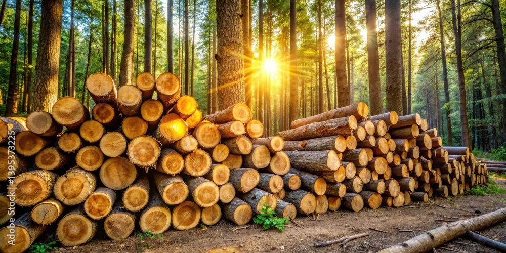 Sunlit Forest Lumber Pile Stacks of cut logs in a verdant woodland setting, bathed in the golden light of the setting sun. Sunlit Forest Lumber Pile Stacks of cut logs in a verdant woodland setting, bathed in the golden light of the setting sun.