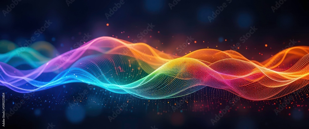 Obraz premium A spectrum of colors forms a wave, signifying the diverse and harmonious nature of digital data.