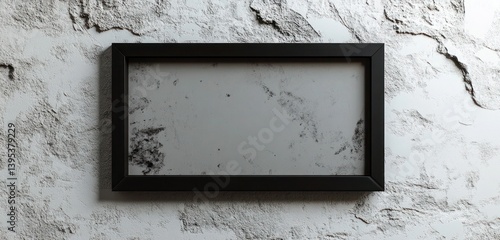 Obraz na płótnie A matte black trapezoidal frame, offset on a textured white wall, delivering an edgy, abstract look with sharp lines. w salonie