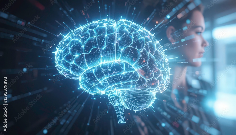 Broken Neural Network A fragmented, abstract brain hologram represents a malfunctioning AI system. Dramatic lighting effects. Broken Neural Network A fragmented, abstract brain hologram represents a malfunctioning AI system. Dramatic lighting effects.
