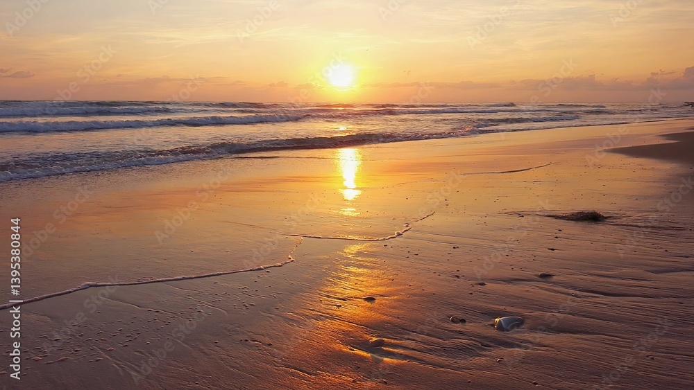 Fototapeta premium Sunrise Illumination on Textured Coastal Sand