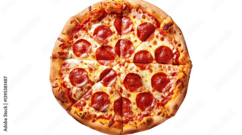 Pizza Margherita top view isolated on white Pizza Margherita top view isolated on white