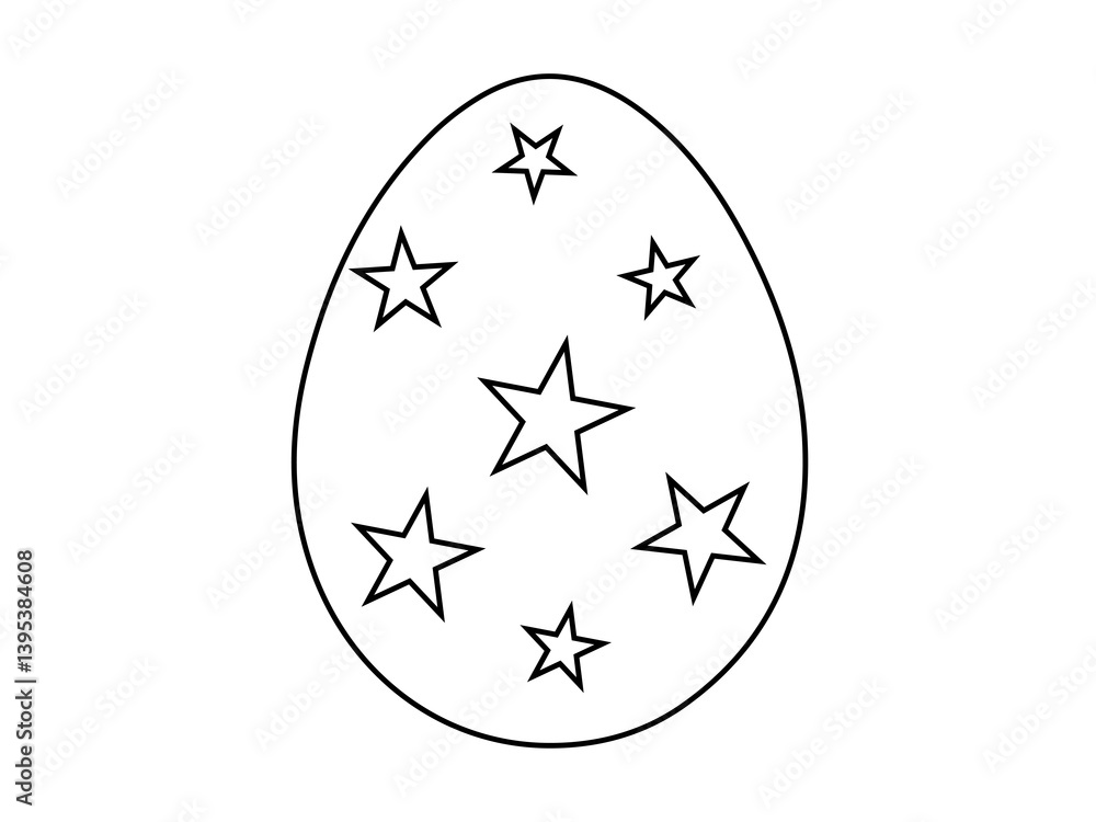 Easter egg with stars line art Easter egg with stars line art