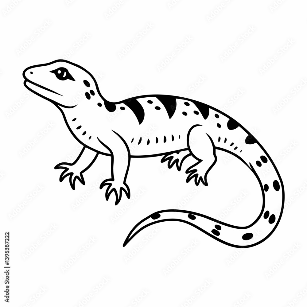 Fototapeta premium Black and White Lizard Illustration with Detailed