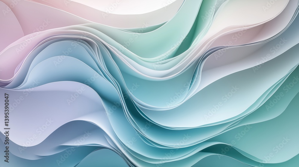 Fototapeta premium abstract, render, 3d, background, illustration, soft blue and white paper cut waves background