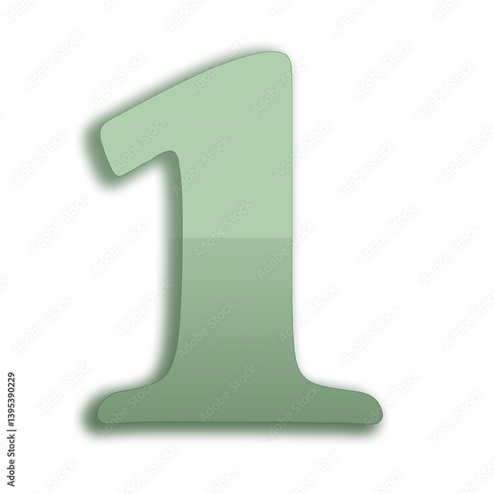 1 Two-tone green numbers on a transparent background, suitable for digital design and presentation. 1 Two-tone green numbers on a transparent background, suitable for digital design and presentation.