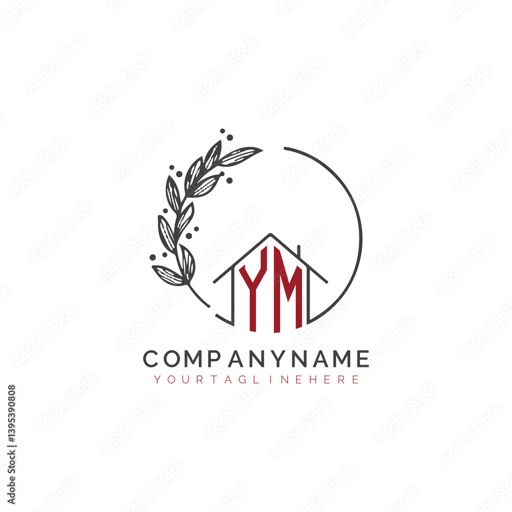 Fototapeta premium initial monogram logo for real estate With circle home shape creative design.
