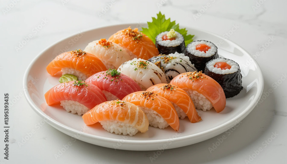 Delicious salmon sushi dish