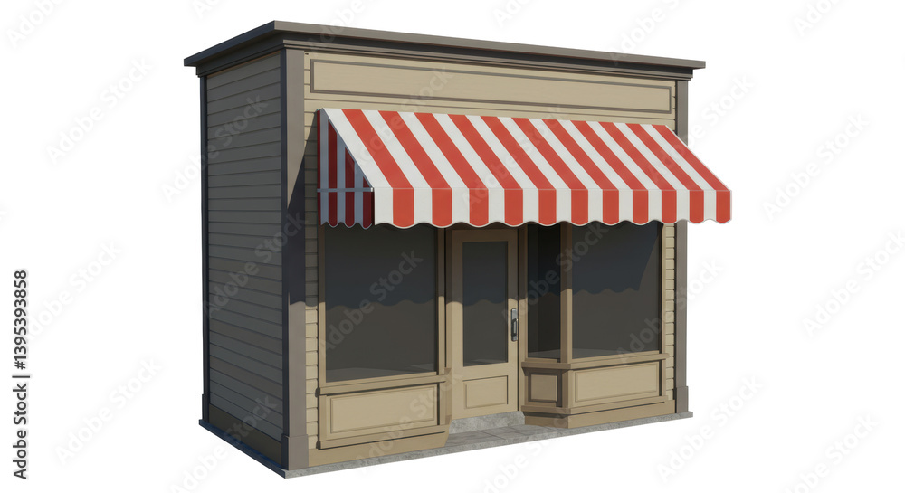 Isolated Small Shop with Awning Isolated Small Shop with Awning